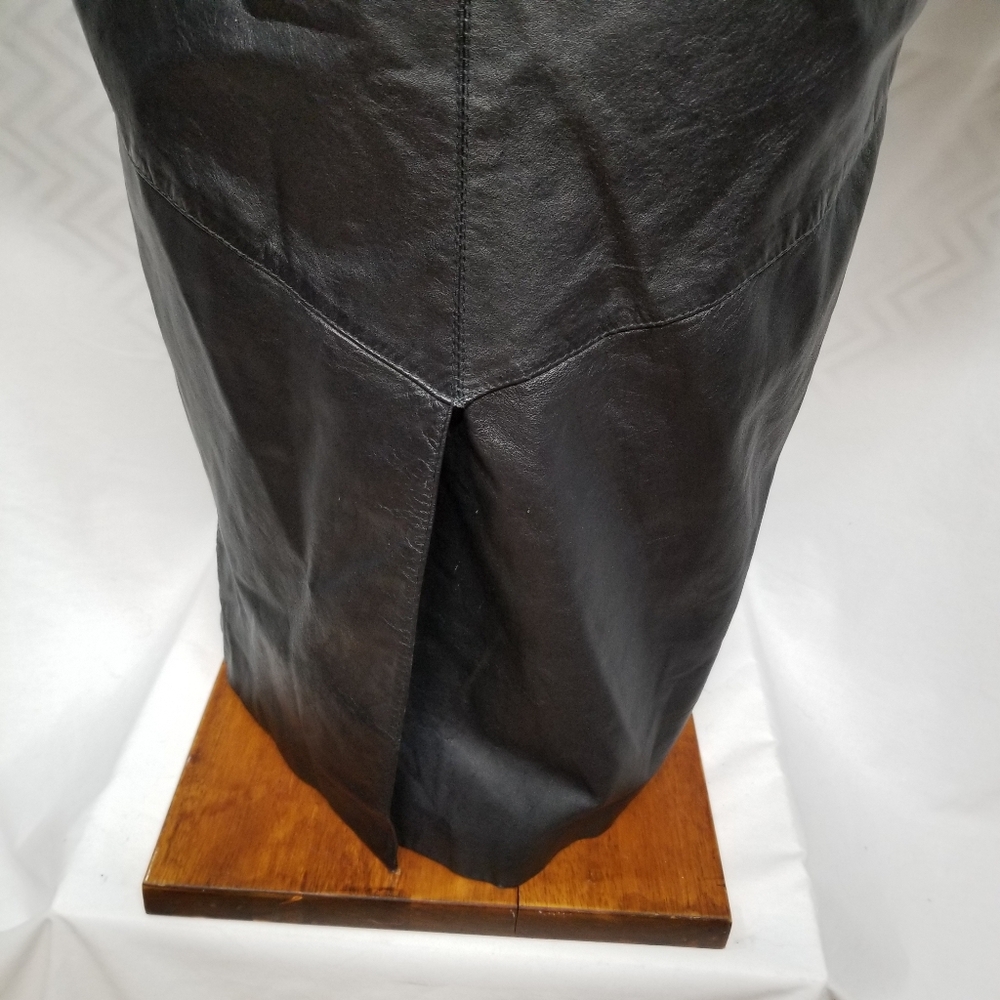 VTG Wilsons Thinsulate Black Genuine Leather Women's Petite S Button Trench Coat - Picture 7 of 15